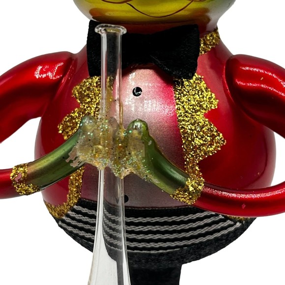 Scottish Christmas Frog in Tuxedo with Trumpet Glass Christmas Ornament Decor 6" - Picture 6 of 15